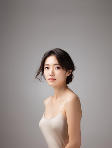 Portret zdrowej skóry piękne Azjatyckie dziewczyny z czystym tłem