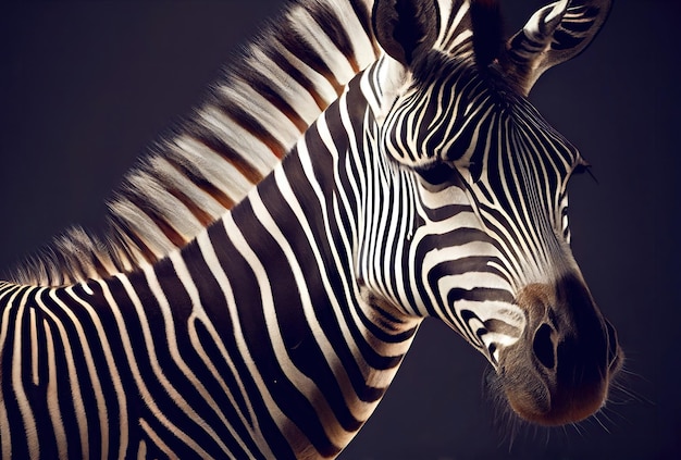 Portret zebry Dzikie zwierzę w przyrodzie Generative Ai Art
