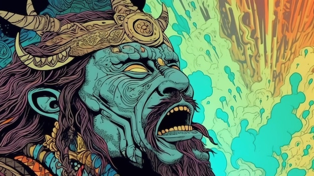 Portret złego Wielkiego Czarownika Koncepcja fantasy Malarstwo ilustracyjne