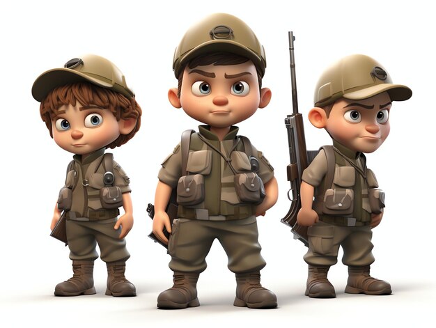 Portrety postaci 3D młodej armii