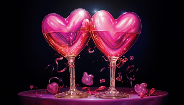 Poruszający obraz dwóch klapek, wypełnionych żywym różowym napojem. Kartki mówią, że Tom bardziej cieszy się z twoją miłością.