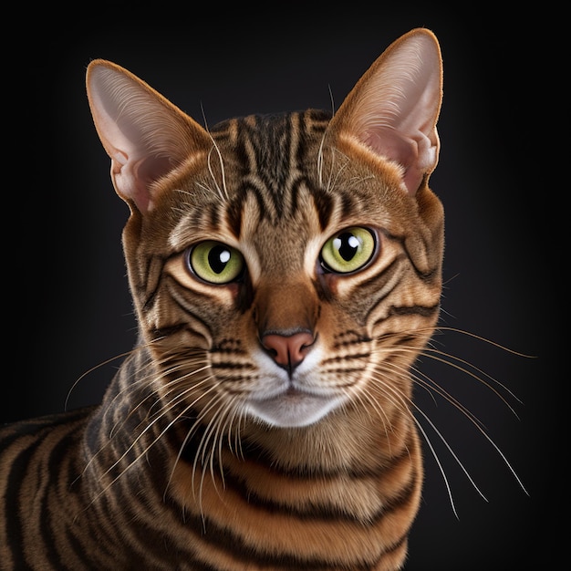 Porywający portret kota toyger na odosobnionym tle