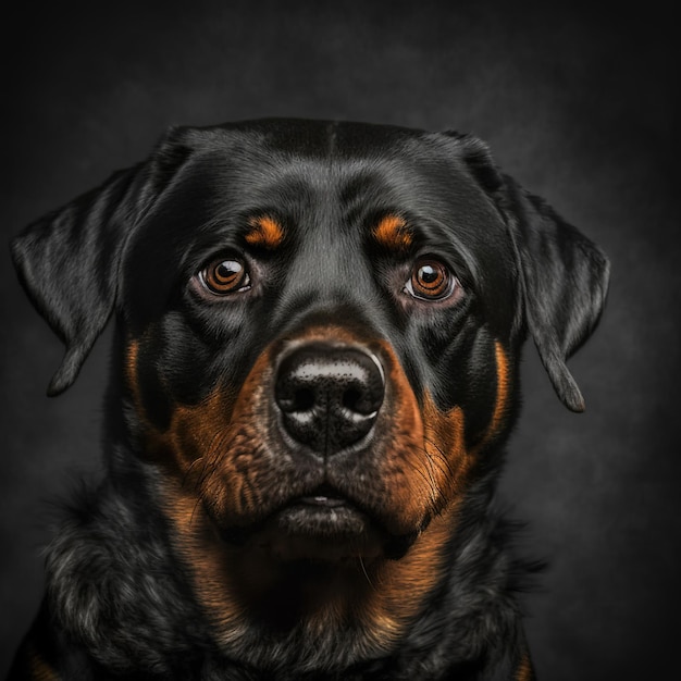 Porywający portret psa rottweilera na odosobnionym tle