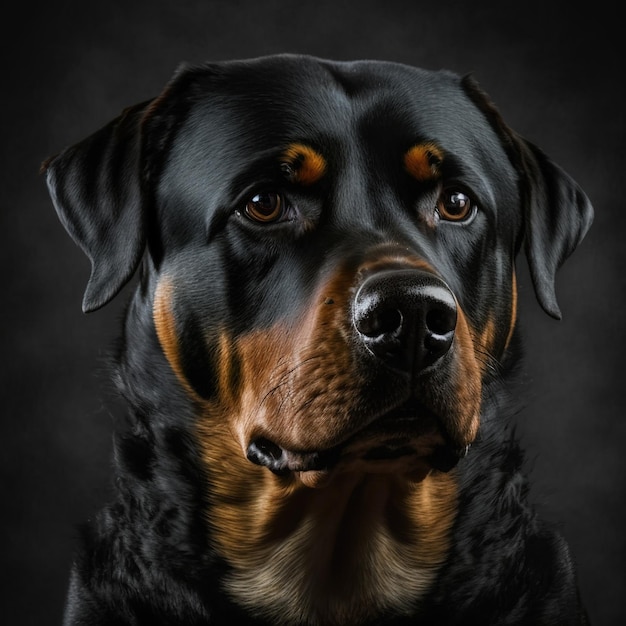 Porywający portret psa rottweilera na odosobnionym tle