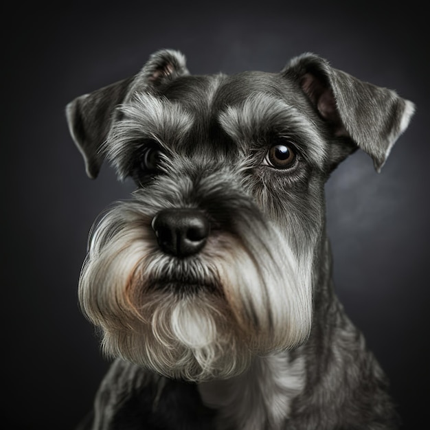 Porywający portret psa sznaucera miniaturowego na odosobnionym tle