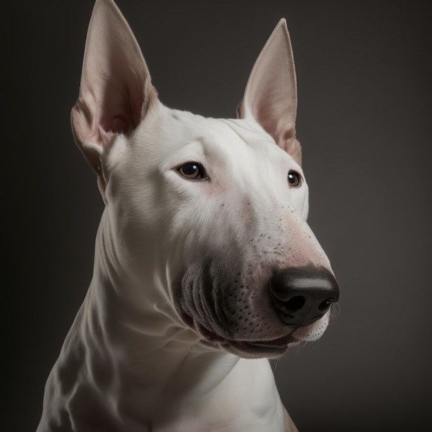 Porywający portret studyjny bull terrier na odosobnionym tle