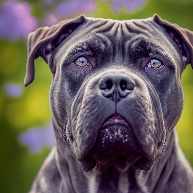 Porywający realistyczny cyfrowy portret włoskiego psa cane corso w naturze