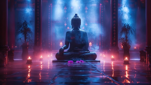 Posąg Buddy siedzący w pokoju