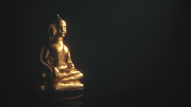 Posąg Buddy wodny lotos Budda stojący na ciemnym tle