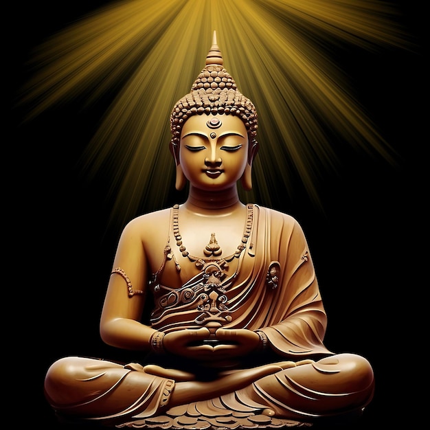 posąg Buddy z świecącym na nim światłem