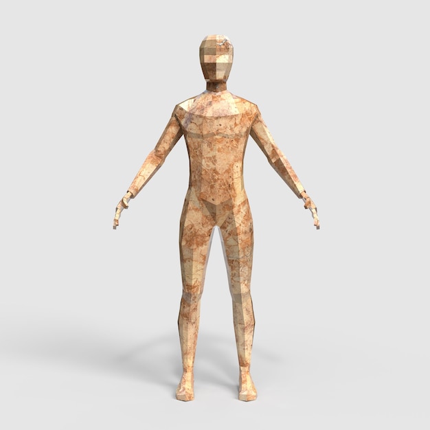 Zdjęcie posąg człowieka stojącego w odosobnionym tle