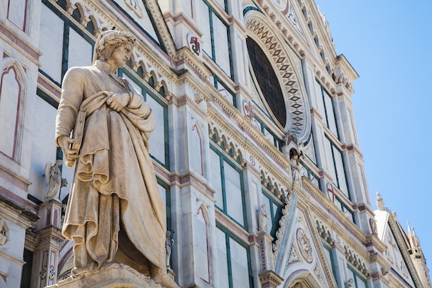 Posąg Dantego Przed Kościołem Santa Croce - Florencja, Włochy