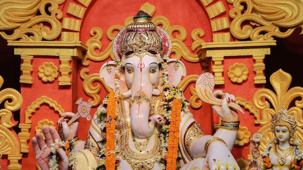 Posąg Ganesha Podczas Ganesh Chaturthi Idol Hinduskiego Boga