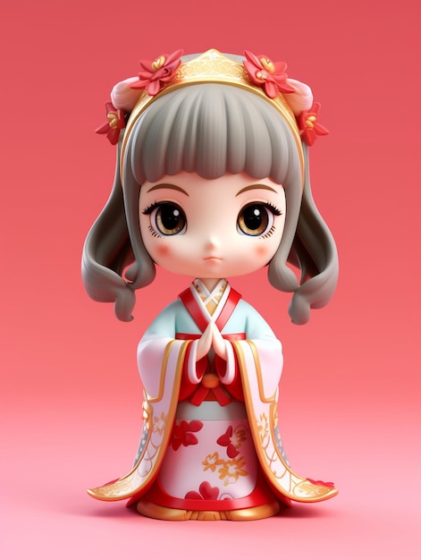 posąg japońskiej dziewczyny w kimono