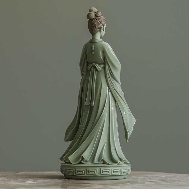 Zdjęcie posąg kobiety w zielonej sukience generatywny ai