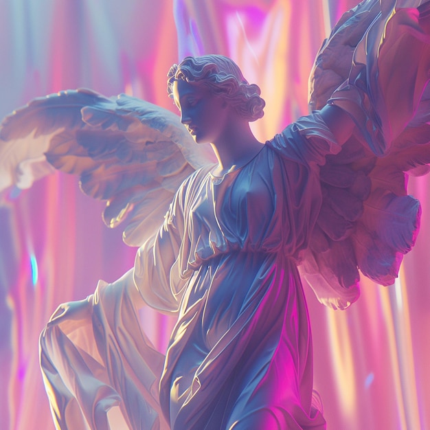 Posąg majestatycznego anioła z skrzydłami