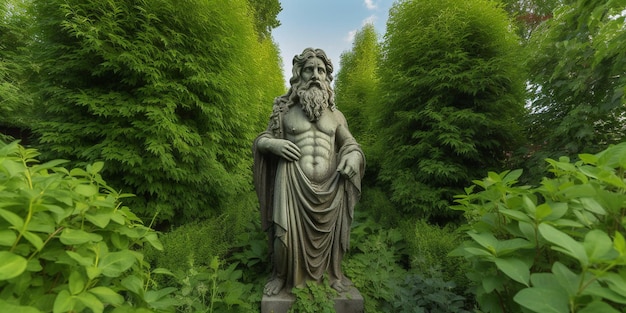 Zdjęcie posąg mężczyzny ze słowem bóg
