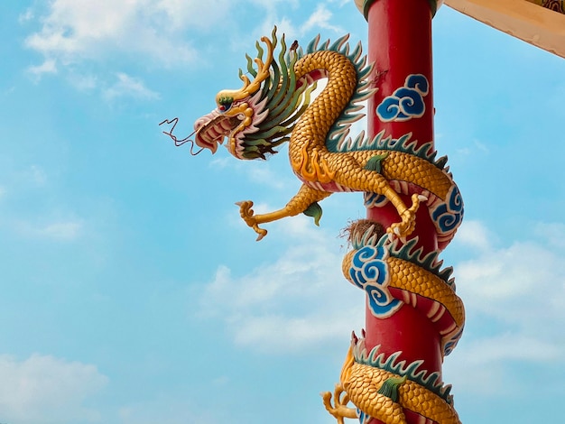 Posąg smoka symbol smoka smok chiński to piękna tajska i chińska architektura sanktuarium