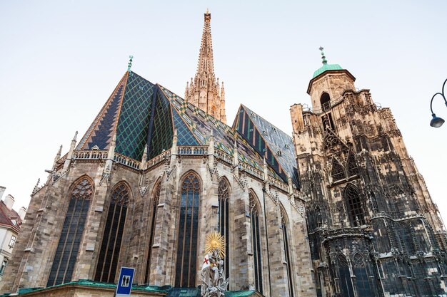 Posąg św Franciszka i Stephansdom Vienna