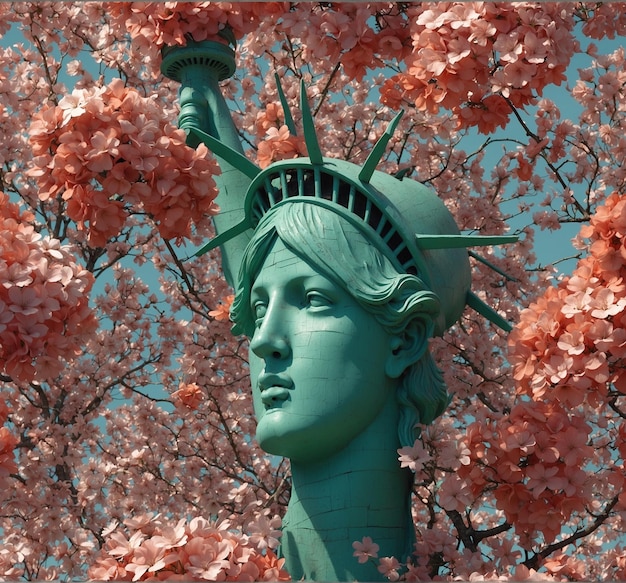 Zdjęcie posąg wolności z posągiem wolności na szczycie