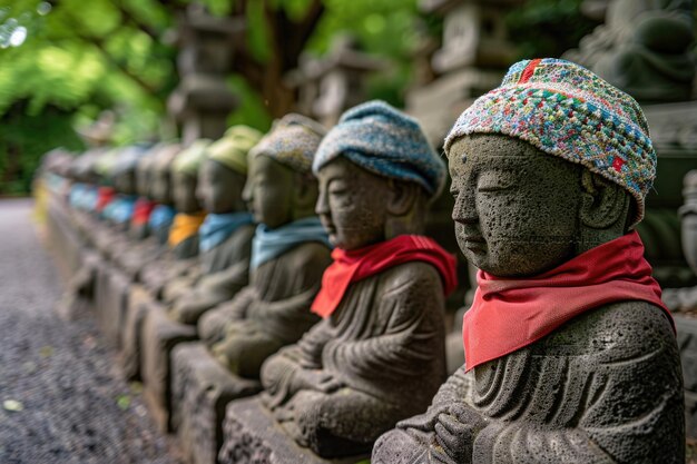 Zdjęcie posągi jizo przedstawiające nienarodzone dzieci w świątyni zojoji w tokio