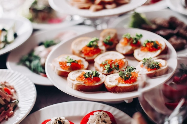 Posiłek Różne Jedzenie Na Stole Kolacja Lub Lunch