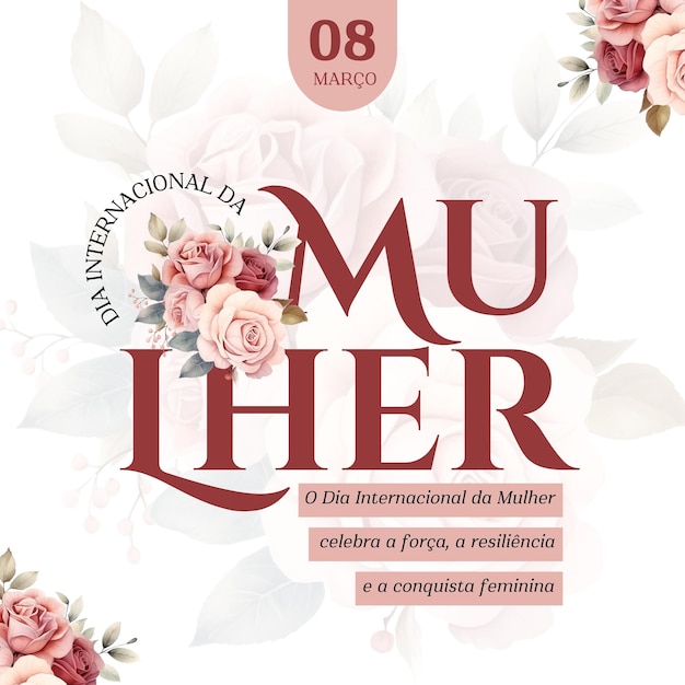 Post do instagram Dia Internacional da Mulher moderno rosa branco 1