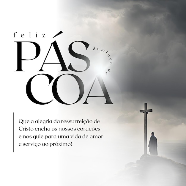 Post do instagram mensagem de pascoa religioso preto e branco 1
