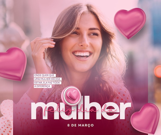 Post instagram dia da mulher ousado rosa Post para Facebook paisagem 1