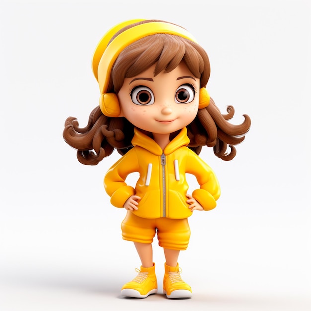 Postać 3D pięknej dziewczyny na kampanię żółtego września