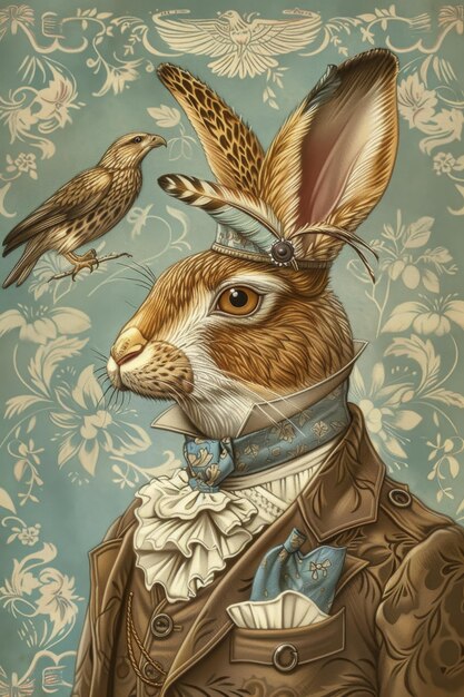 Zdjęcie postać królika w kostiumie ilustracja