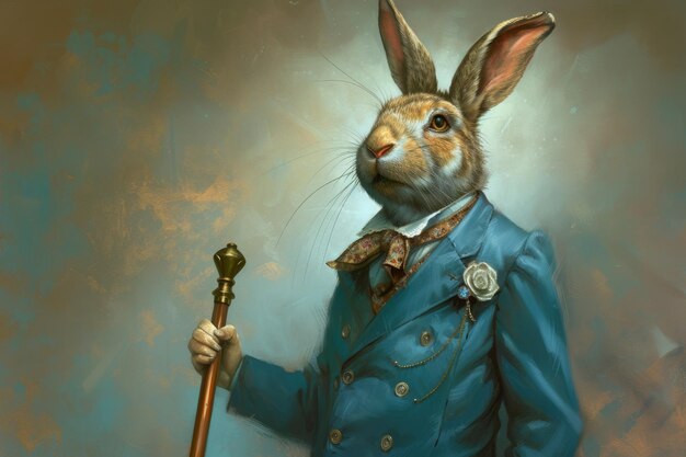 Zdjęcie postać królika w kostiumie ilustracja