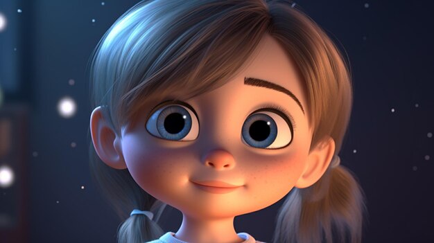 postać małej dziewczynki z kreskówek 3D renderowana generatywna sztuczna inteligencja