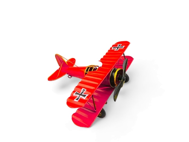 Postać myśliwca model czerwony samolot samodzielnie na białym tle