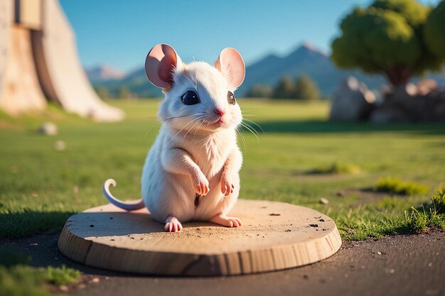 Postać myszy z kreskówek Słodki zbliżenie Fotografia zwierząt Tapeta Ilustracja tła