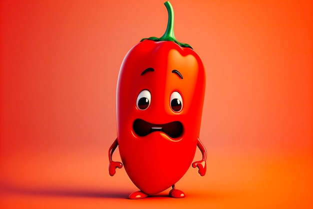 postać papryczki chili z zabawnym wyrazem twarzy
