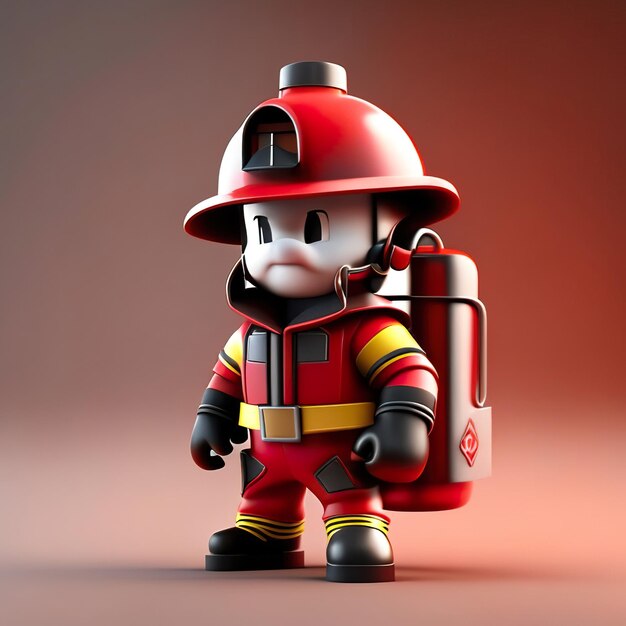 Postać strażaka w mundurze i hełmie w 3D Generative AI