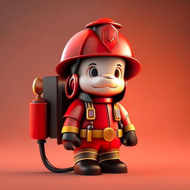 Postać strażaka w mundurze i hełmie w 3D Generative AI
