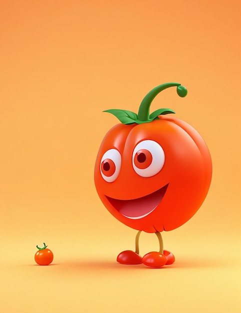Postać z kreskówki 3d ładny pomidor wygenerowany przez AI