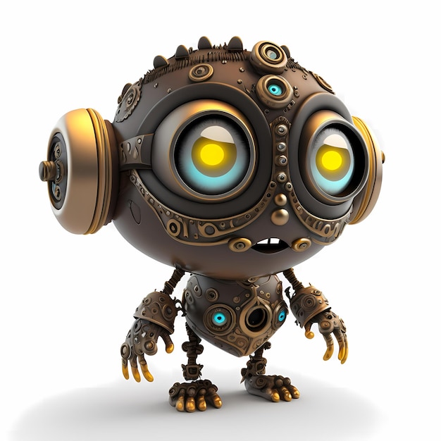 Postać Z Kreskówki 3d Monster Steampunk Z Ciałem Robota