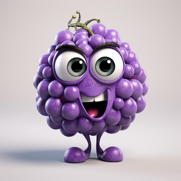 Postać z kreskówki 3D winogron z abstrakcyjnym tłem