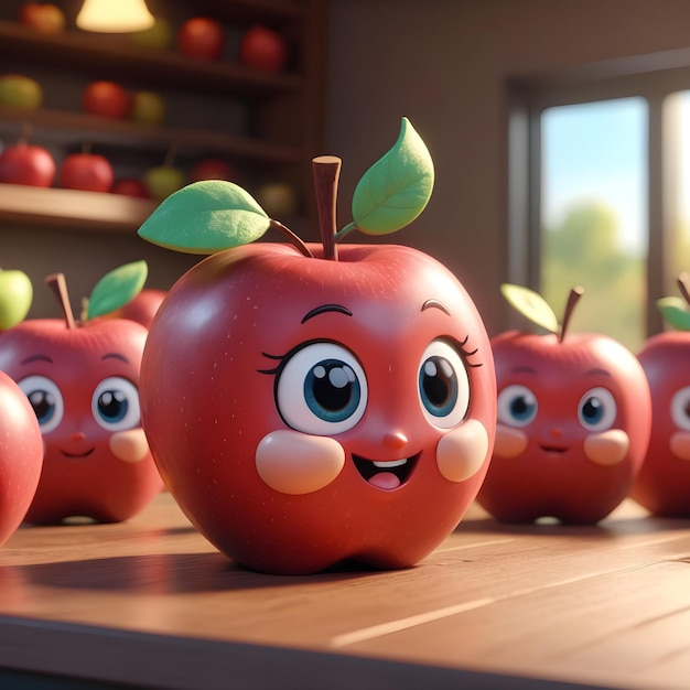 Postać z kreskówki jabłka 3D