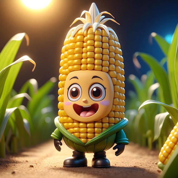 Postać z kreskówki kukurydzy 3D