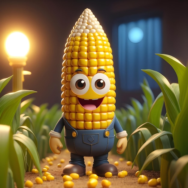 Zdjęcie postać z kreskówki kukurydzy 3d