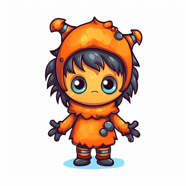 postać z kreskówki przedstawiająca małą dziewczynkę w kostiumie generatywnym AI