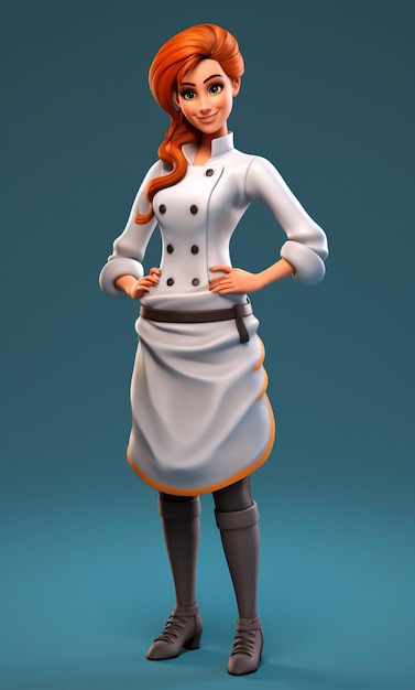 postać z kreskówki szefa kuchni 3D