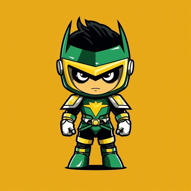 Postać z kreskówki zielonego i żółtego superbohatera