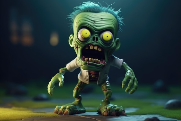 Zdjęcie postać zombie 3d z kreskówek o figlarnej i dziwacznej osobowości