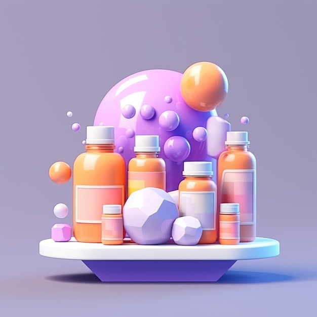 postacie tabletek witaminowych medycyny i obiekty 3D wykonane w minimalistycznym stylu na odizolowanym tle Edukacja przedszkolna dzieci na kolorowych obrazach 3D używanych jako alfabet