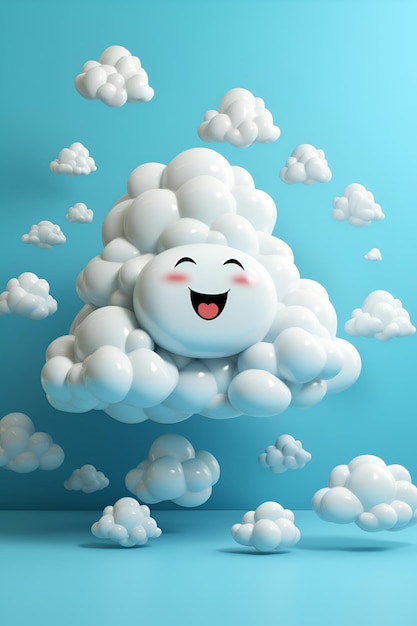 Zdjęcie postacie z kreskówek kawaii chmury generowane przez ai